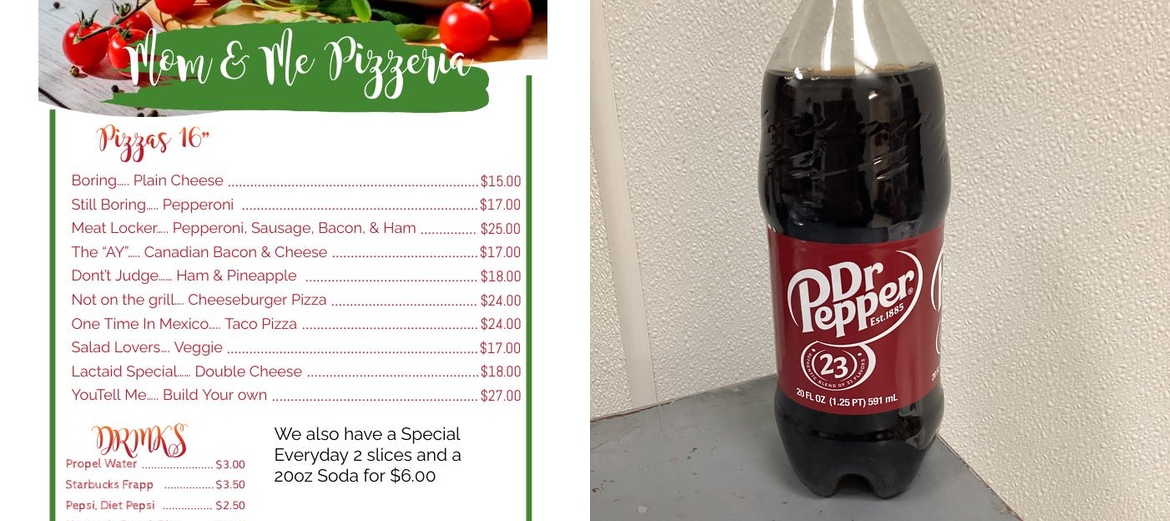 Mom and Me Pizzeria Menu